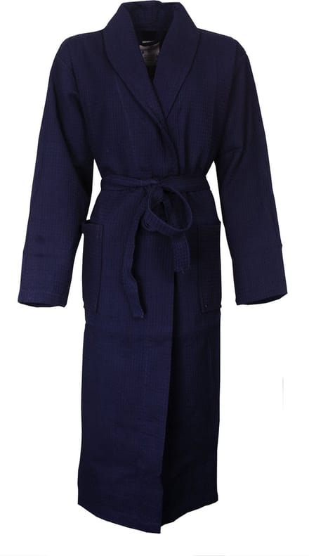 Tenderness Dames Badjas - Wafel - 100% Katoen - Blauw - Maat M