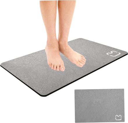 Diatomiet Badmat - Absorberende Mat - Snelle Droging Badkamer - Antislip Rubber Rug - 50x80 cm - Grijs