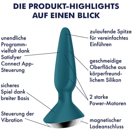 Satisfyer plugvibrator met app-bediening, Plug-ilicious 1, waterdicht, huidvriendelijke siliconen