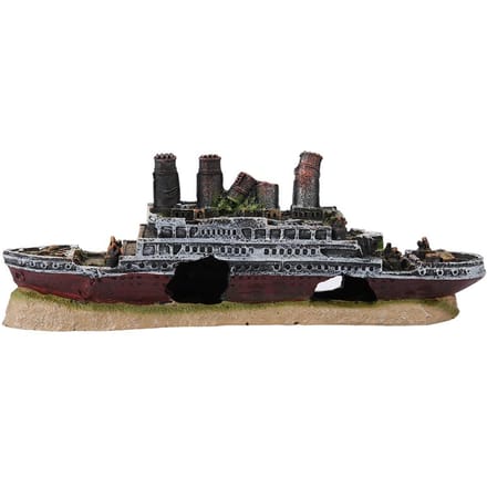 Décoration d'aquarium représentant un bateau naufragé du Titanic blanc
