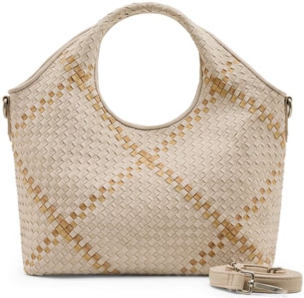 FREDsBRUDER Leren handtas schoudertas Happy Weave Collection Handbag Nature beige