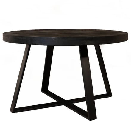 Salontafel rond mangohout Teun zwart side table industrieel bijzettafel mango hout