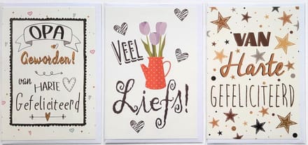 3 Wenskaarten - OPA Geworden + Van Harte Gefeliciteerd + Veel Liefs - 12 x 17 cm – OPA-301
