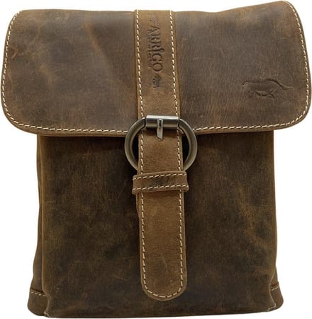 Schoudertasje Lichtbruin Leer – Crossbodytas Cognac Kleurig Leer – Compact Tas Echt Leder