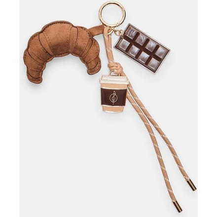 Stradivarius Sleutelhanger bedel coffee en croissant  Bruin OS