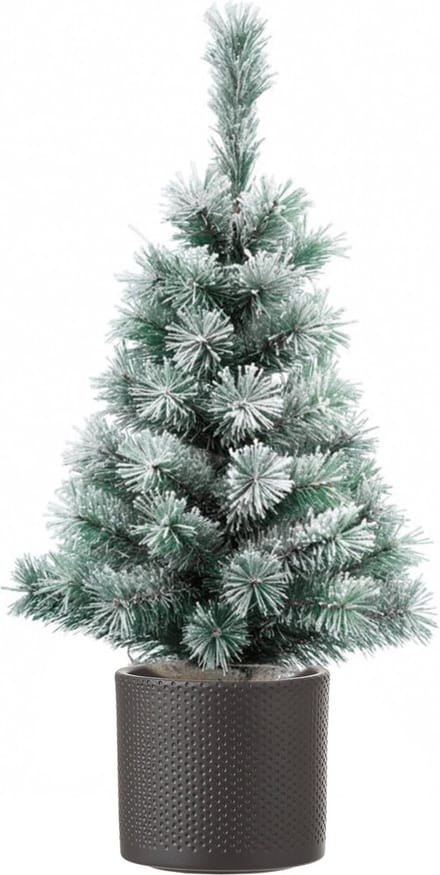 Volle besneeuwde kunst kerstboom 75 cm inclusief donkergrijze pot - Kunstkerstbomen middelgroot