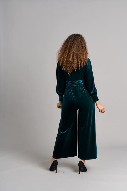 Ava jumpsuit van fluweel - Smaragd