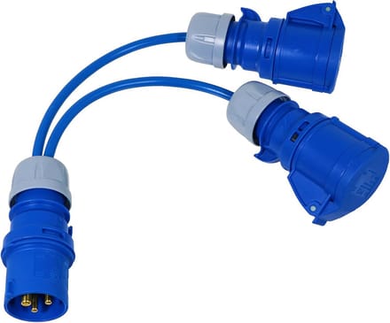 Splitterkabel 16A - Blauw - 440 mm - Robuuste 2-weg Aansluiting voor Caravan en Camper