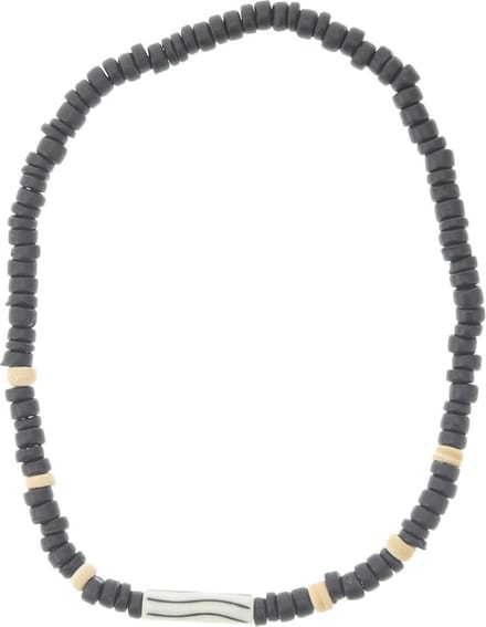 Behave Ketting Zwart - Houten Kralen Surf Ketting - Elastisch - 40 cm