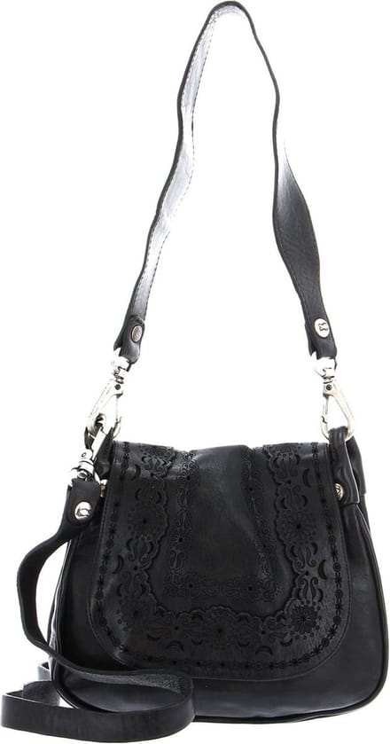 CAMPOMAGGI Leren Schoudertas Crossbody Small Nero Zwart