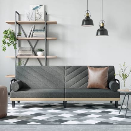 Vidaxl Klapbank met Armleuningen, Donkergrijs, Bekleed met Stof