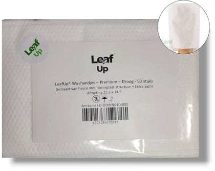 LeafUp® Wegwerp Washandjes – Premium – Droog – 50 stuks (B)