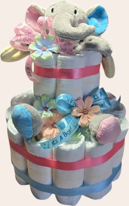Luiertaart speciaal voor gender reveal - roze en blauw