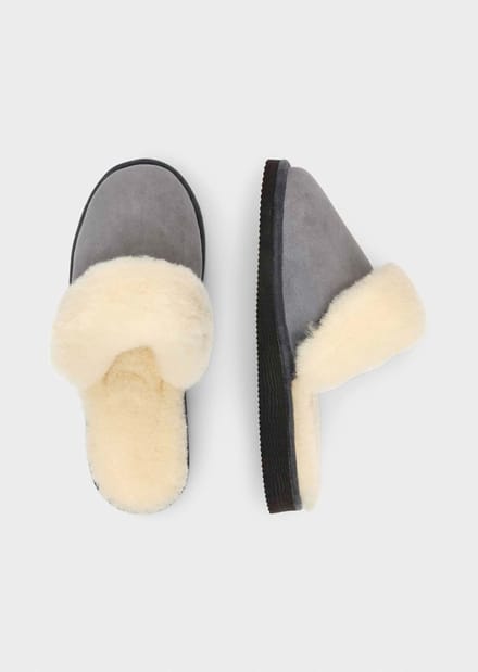 Pantoffels van lamsvacht - grijs - Gr. 41 van Goldner Fashion