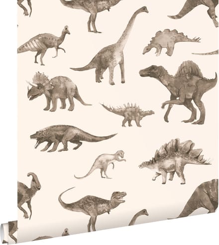 ESTAhome behang dinosaurussen beige - 50 x 900 cm - 131204