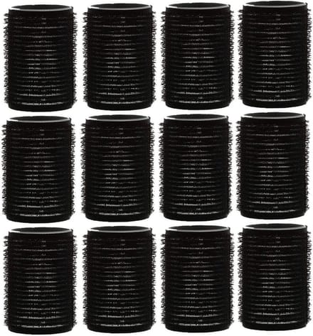 12 Stuks Zwarte Grote Haarrollers 30 mm voor Krullen en Golven