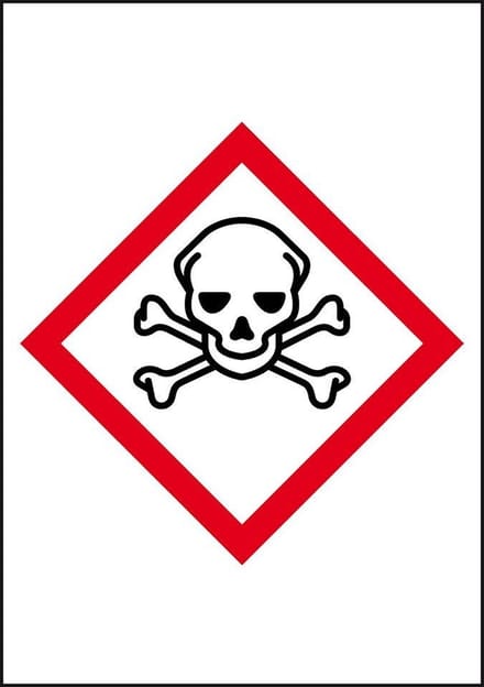 GHS06 giftige stoffen sticker, 10 per vel, rechthoek 37 x 52 mm - 10 per vel