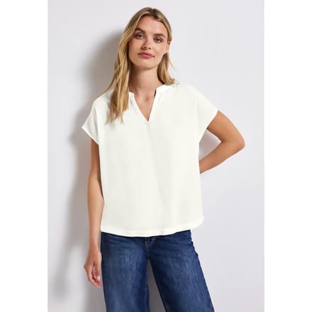 Blouse met gespleten hals in effen kleur