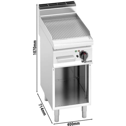 GGM Gastro Elektro Bratplatte - 4,8 kW - Gerillt Zilver
