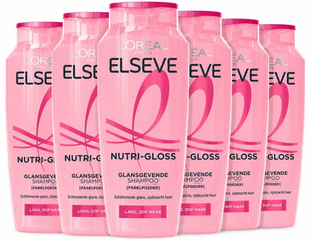 L'Oréal Paris Elseve Nutri-Gloss Shampoo - Glansgevende Shampoo Voor Lang, Dof Haar - Met Parelpoeder - 6x 300ML