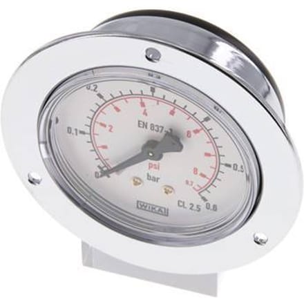 0..0.6 Bar Paneelmontage Manometer Staal/Messing 63 mm Klasse 2.5 (Voorflens) - MW00P663SH-FP