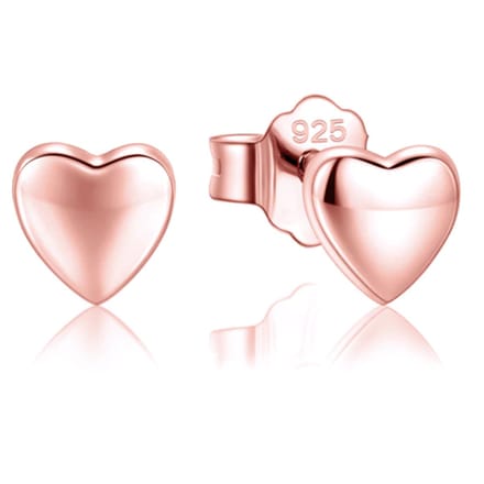 925 Zilveren Dames Oorbellen Hart Rose Kleurig