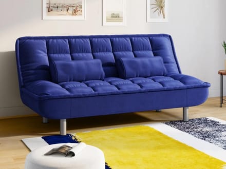 Vente-unique Driezitsslaapbank klik-klak MISHAN van stof - blauw