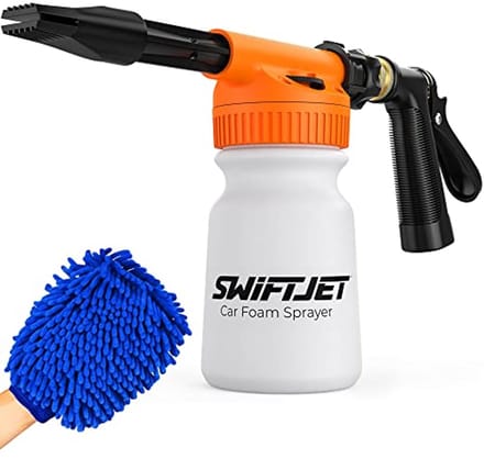 Autowasserette schuimpistool met microvezel washandschoen - schuimkanon voor tuinslang en auto-accessoires