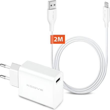 USB Adapter met Lightning Kabel 2 Meter - Geschikt voor Apple iPhone 14 en ouder, AirPods - Oplader met Kabel