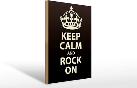 Holzschild Spruch 30x40cm Keep Calm and rock on Geschenk