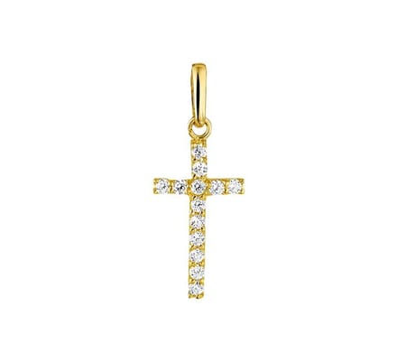 hanger kruis zirkonia 14K geelgoud