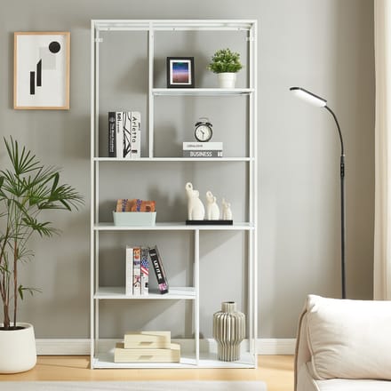 Boekenkast Vehmaa schap staal 188x90x30 cm wit [en.casa]