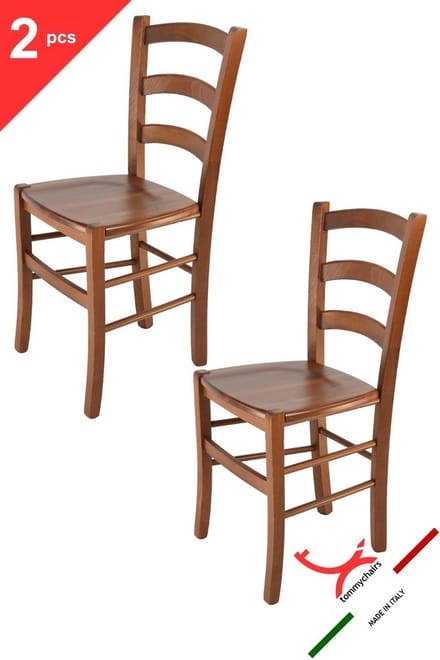 Tommychairs Venice - Eetkamerstoelen - Set van 2 - Walnoot - Hout