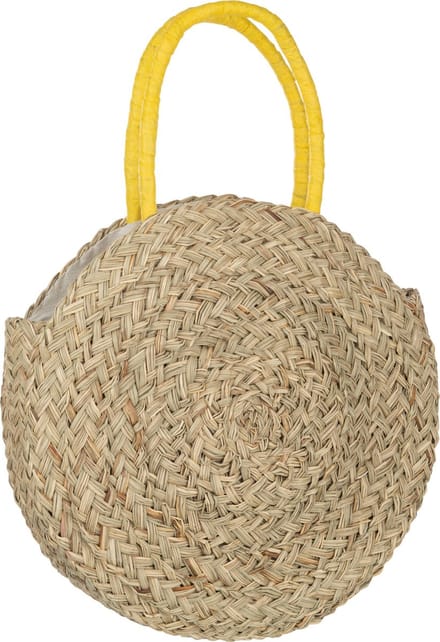 J-Line strandtas Rond Bloem - zeegras - naturel/geel