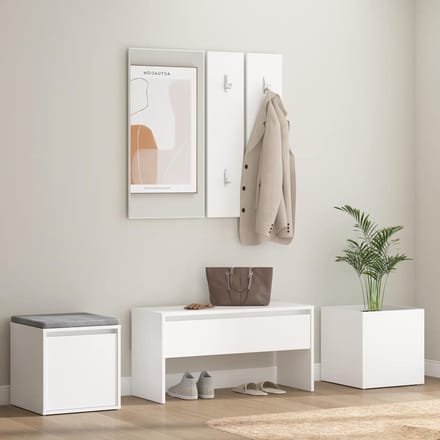 vidaXL - Garderobe - set - bewerkt - hout - wit