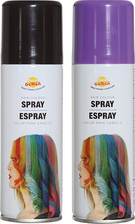 Fiesta Guirca Carnaval verkleed haar verf/spray - zwart en paars - spuitbus - 125 ml
