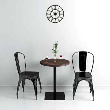 vidaXL - Bistrotafel - rond - 60x75 - cm - MDF - en - staal - donker - essenkleur