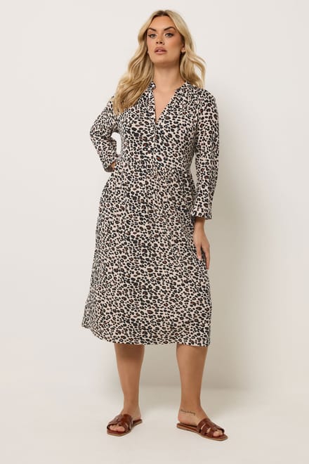 Yours Naturelbruine Midijurk Met Luipaardprint Size 42