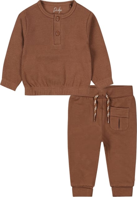Dirkje - Kledingset - Broek Bruin met koord - Sweater Bruin - Maat 80