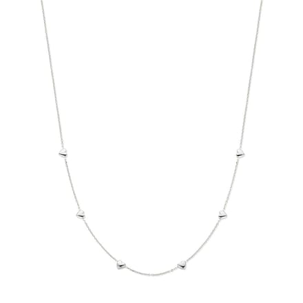 Collier Hartjes 41 + 4 Cm Zilver Gerhodineerd
