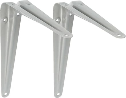 AMIG Plankdrager/planksteun van metaal - 2x - gelakt zilver - H175 x B150 mm