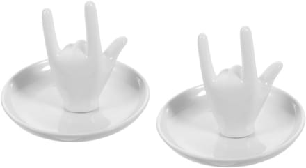 Sieraden Opbergbakje - Ring Schotel - Sieraden Houden - Decoratief Handgebaar - 2 Stuks - Wit