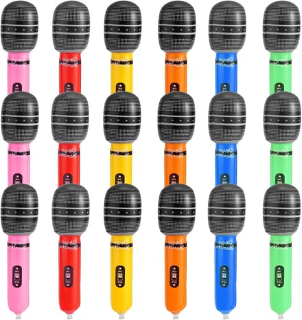 Opblaasbare Microfoons - Feestdecoratie - Muziekfeest Vieren - Levensgetrouw Ontwerp - 18 Stuks - Meerdere Kleuren