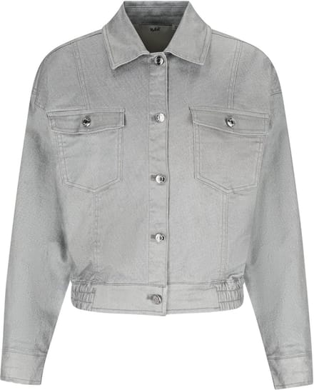 NoBell' - Boaz Oversized Grey Denim Jacket with Foil Coating - Warm Grey - Maat 122-128