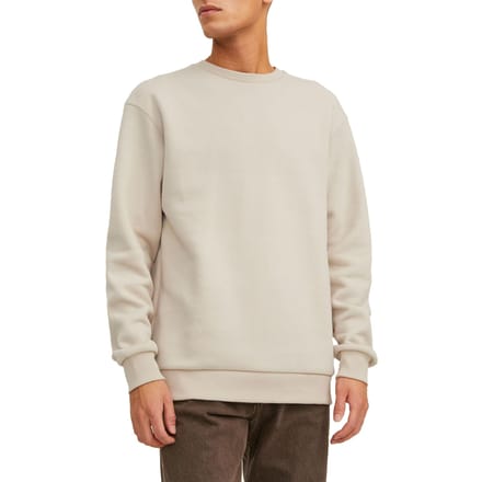 JACK & JONES Bradley sweat crew regular fit - heren sweatshirt katoenmengsel met O-hals - beige