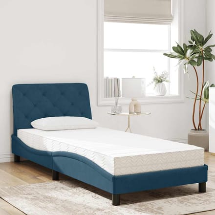 vidaXL - Bed - met - matras - fluweel - blauw - 90x200 - cm