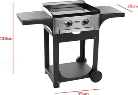 Princess 105055 FR Gasbakplaat met Trolley RVS/Zwart