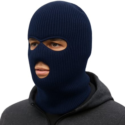 Facemask - Sportmuts - Driegats Muts - Skimuts -  Bivak - Balaclava - Navy Blauw  - One Size