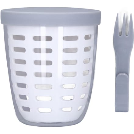 Fruit Afdruipbeker Plastic Draagbaar Lekvrij Vers Houden met Vork Fruit Bewaarbeker voor Salade White