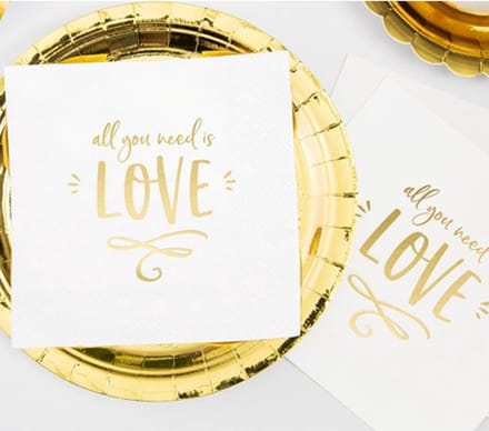 PartyDeco - Servetten - All you need is love wit (20 stuks)